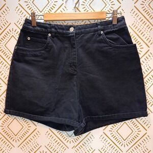 Vintage 90s High Waisted Denim Shorts Size 8 Cotton Black 90s Mom Casual Classic